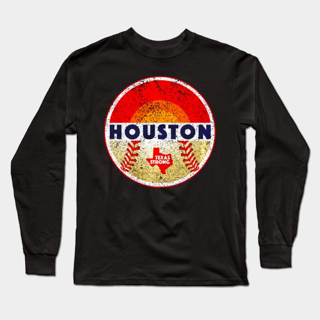 Cool Houston Texas Strong Baseball Long Sleeve T-Shirt by Vigo